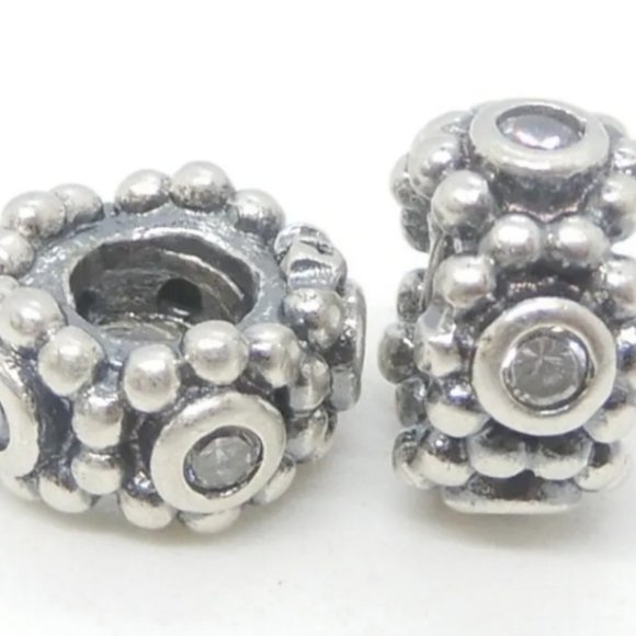 Pandora Flower Bracelet Bead with Clear Cubic Zirconia - Picture 1 of 1